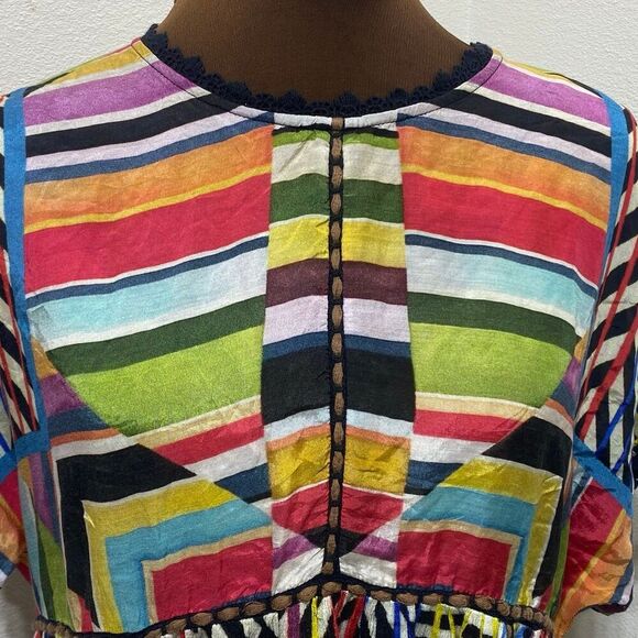 Anthropologie Conditions Apply Flowy Kynsa Tunic Top Colorful Size Medium - Picture 5 of 10